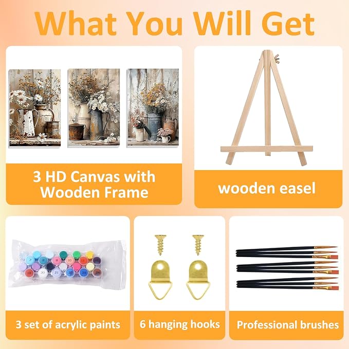 Mandun 3 Pack Paint by Numbers for Adult, Farmhouse Paint by Numbers Kit for - Image 4