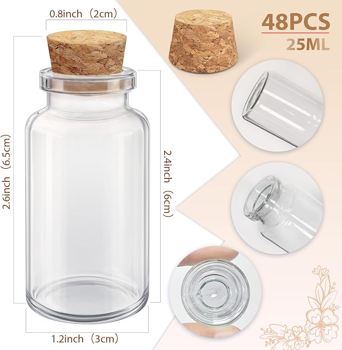 OurWarm 48PCS 25ml Clear Glass Bottles - Image 2