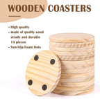 14pcs Unfinished Wood Coasters, 4 Inch Round Blank Wooden Coasters - Image 2