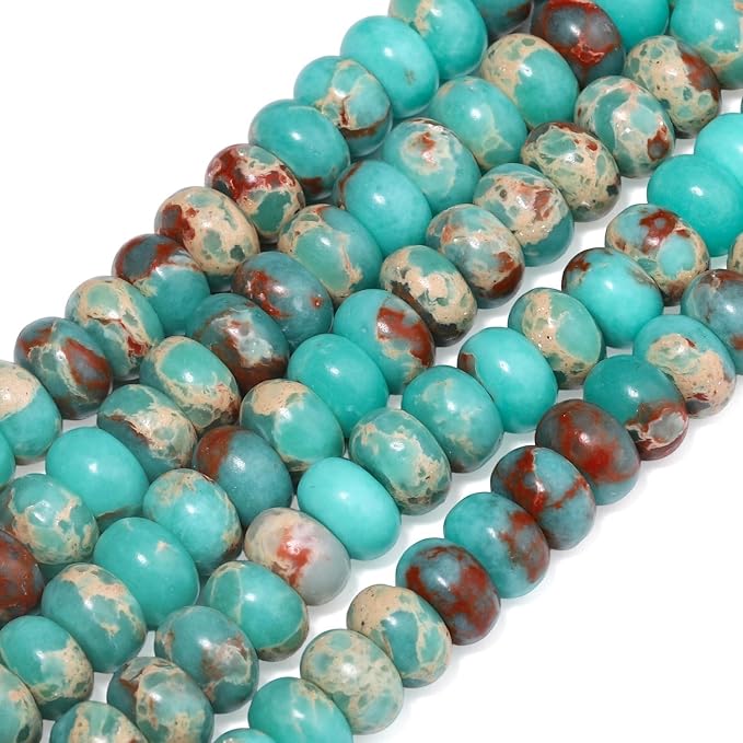 Songxi 5x8mm Natural Green Shoushan Stone Rondelle Beads, Gemstone - Image 3