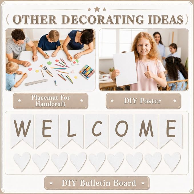 White Bulletin Board Roll Non-Woven Fabric Poster 16in X 20ft | Back to School - Image 5