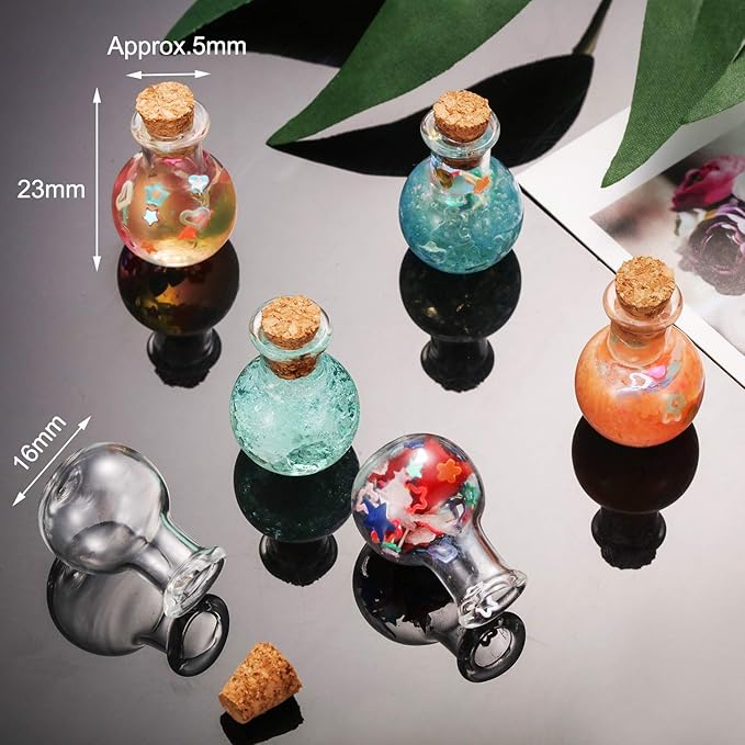 Gejoy 30 Pieces 0.9 x 0.6 Inches Mini Glass Bottles Clear Drifting Small - Image 3