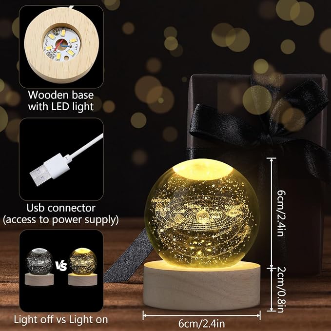 MAIBAOTA 3D Solar System Space Balls 2.4 Inches Crystal Ball Astronomy Decor - Image 5