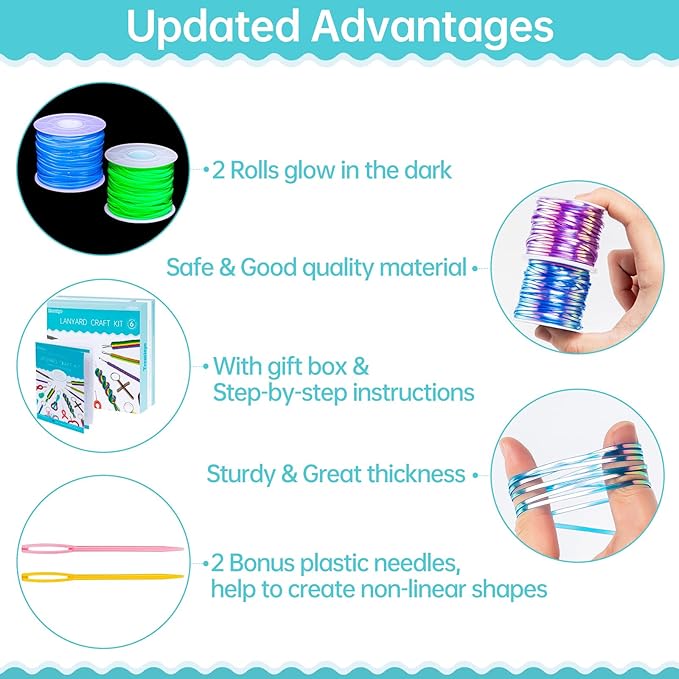 Lanyard String, 20 Rolls Gimp String, Plastic Strings Lacing Cord, Boondoggle - Image 6