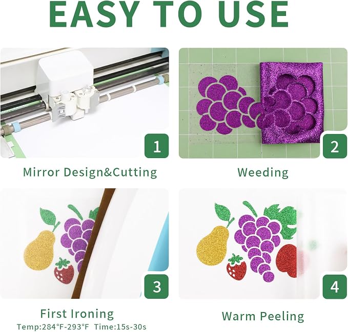 Green Glitter Heat Transfer Vinyl, Glitter Iron-On - Image 4
