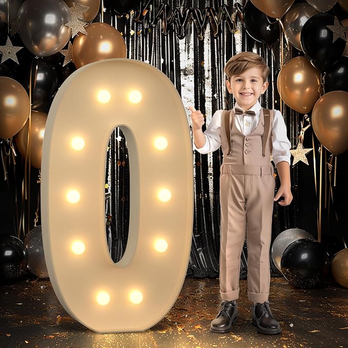 imprsv 4FT Marquee Number 0 Light up Number 10th 20th 30th 40th Birthday by Letsmakeitimpressive
