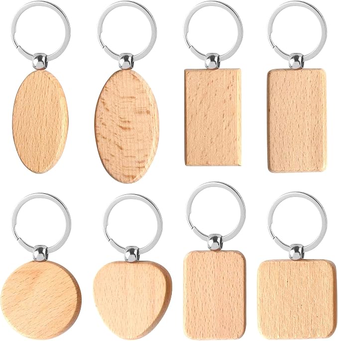 AUEAR, Blank Wooden Key Chain Wood Keychain Key Ring Key Tags Personalized EDC by AUEAR