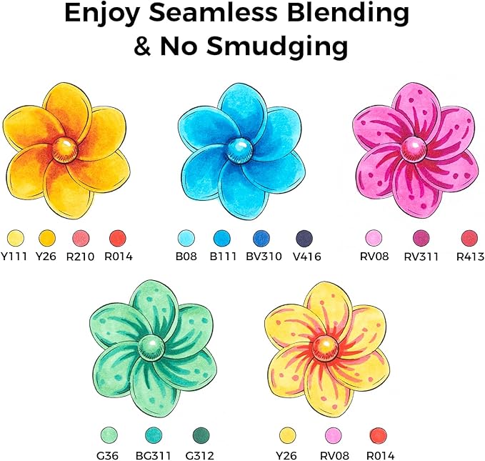 Ohuhu Alcohol Markers 48 Colors Brush& Soft Chisel AP Certified Refillable | - Image 3