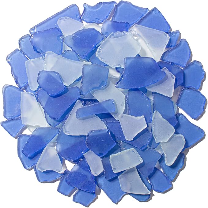 Keedolla Sea Glass for Crafts - 40 OZ Flat Frosted Seaglass Pieces Crushed for by Keedolla