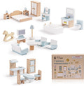 ROBUD Wooden Dollhouse Furniture Set, Miniature Furniture Including 5 Room Kits by ROBUD