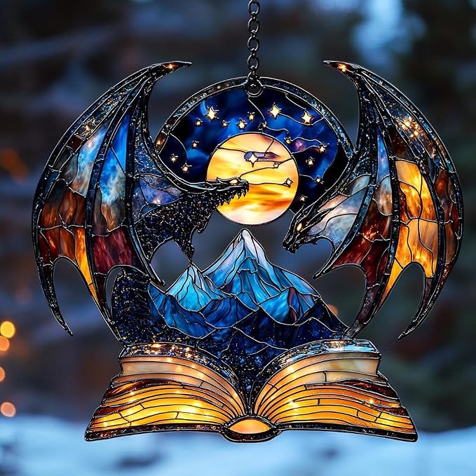 Fantasy Book Lover Acrylic Suncatcher Window Hanging Mini Bookshelf Decor by Unknown