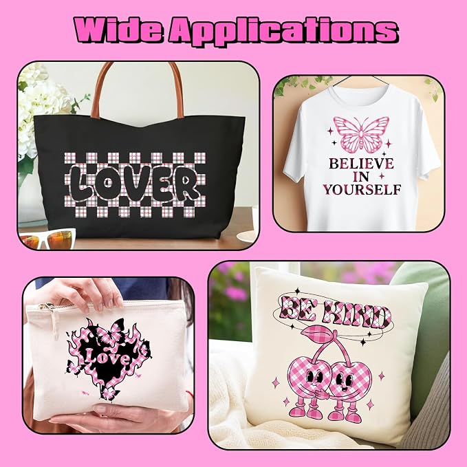 Tintnut Black Pink Plaid Heat Transfer Vinyl, PU HTV Sheets, easy cut & weed - Image 5