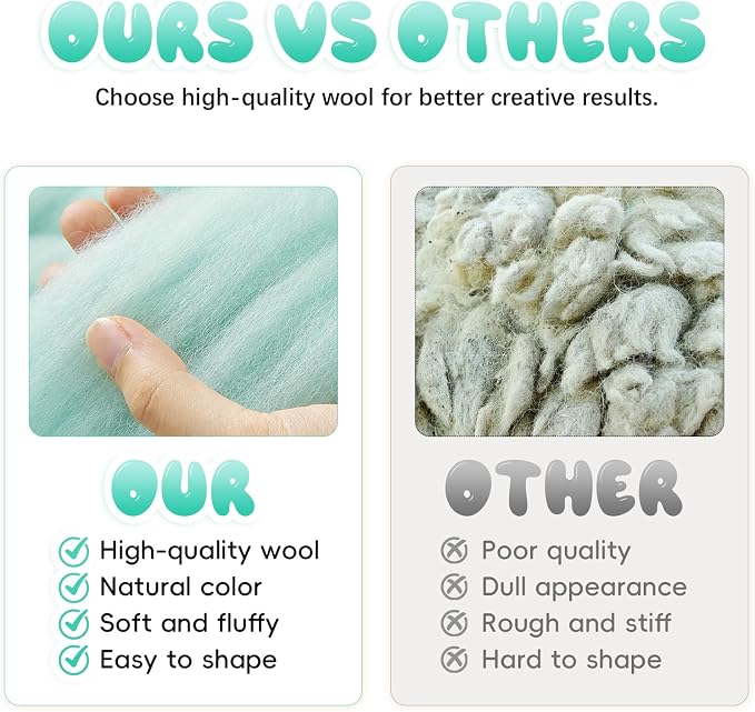 3.53oz Wool Roving: Needle Felting Wool White Roving Wool Felting Supplies Pure - Image 6