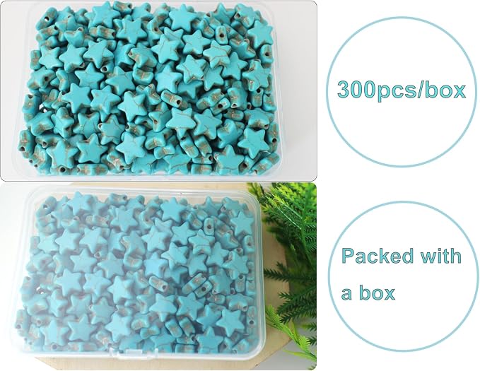 300pcs Turquoise Star Beads for Jewelry Making Natural Stone Lanyard Spacer - Image 4