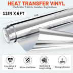 TECKWRAP Heat Transfer Vinyl for T-Shirts, Metallic Silver | Easy Weed HTV Vinyl - Image 2