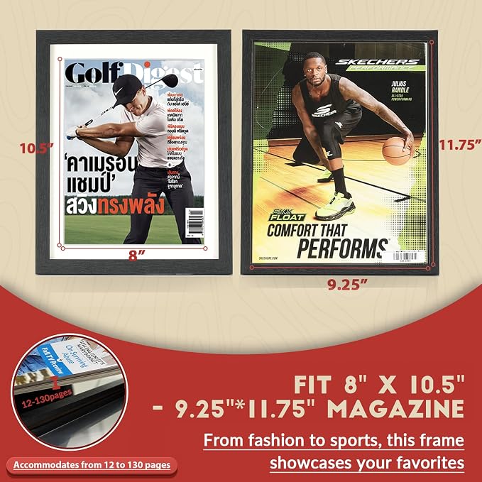 JupDec Sports Magazine Frame 2 Pack, Premium Wood Display Case - Image 2