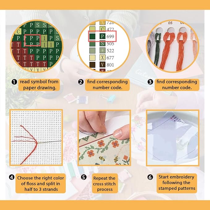 FREEBLOSS Cross Stitch Wall Hanging Kits Stamped Embroidery Starter Kits Pre - Image 4