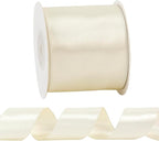 HUIHUANG Cream Satin Wired Ribbon 2-1/2", Cream Wire Edge Ribbon - Image 8