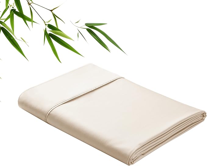 Bamboo Viscose Flat Sheets Only, 400 Thread Count Sateen Weave Twin Size Flat by ZaizaiHome