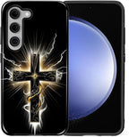 for Samsung Galaxy S23 Plus Case, Cool Cross Pattern Glossy 2 in 1 Shockproof - Image 2