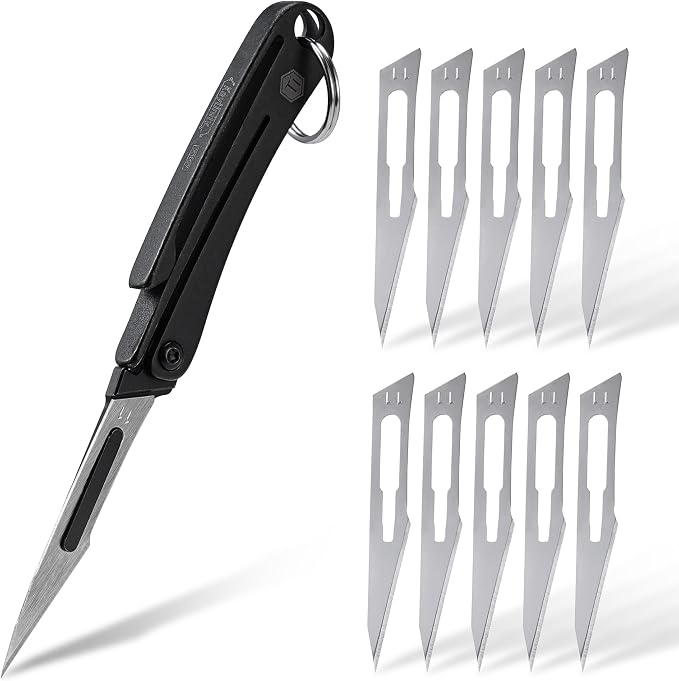 KeyUnity KK07BK Precision Craft Utility Blade Titanium Handle Mini Cutting Tool by KeyUnity