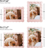 5x7 Picture Frame with Mat for 4x6, Wavy Edge Wooden Real Glass Photo Frame for - Image 3