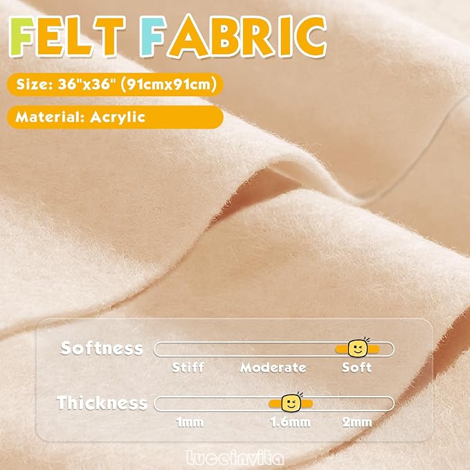 Light Apricot 36" X 36" Felt Fabric Sheet - Image 2