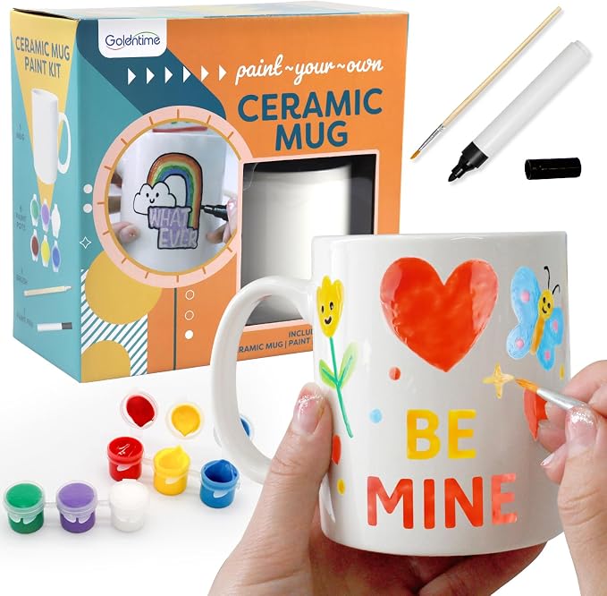 Paint Your Own Mug Kit for Adult Kids Craft Art Activity Plain Blank White - Image 7