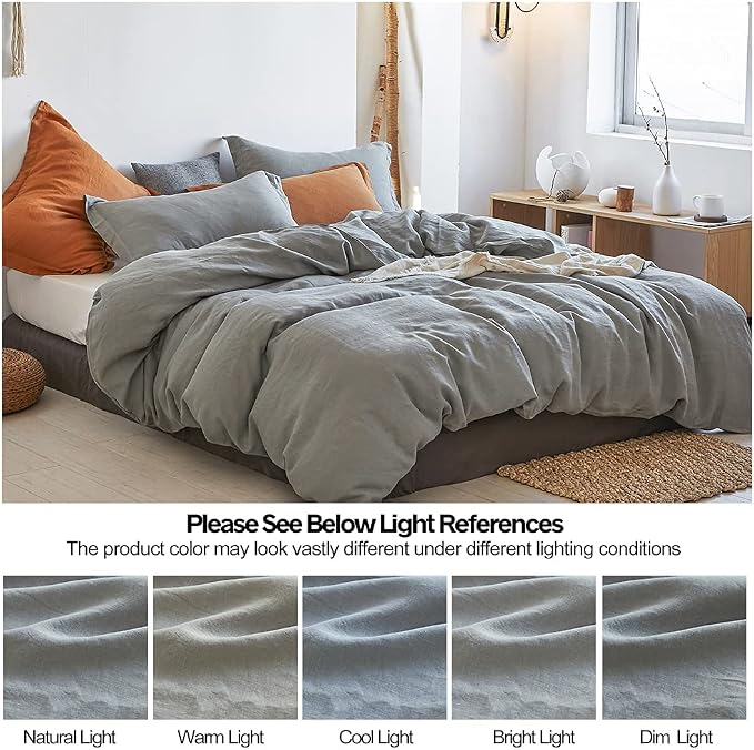 Simple&Opulence 100% Linen Duvet Cover Set 2pcs Basic Style Natural French - Image 6