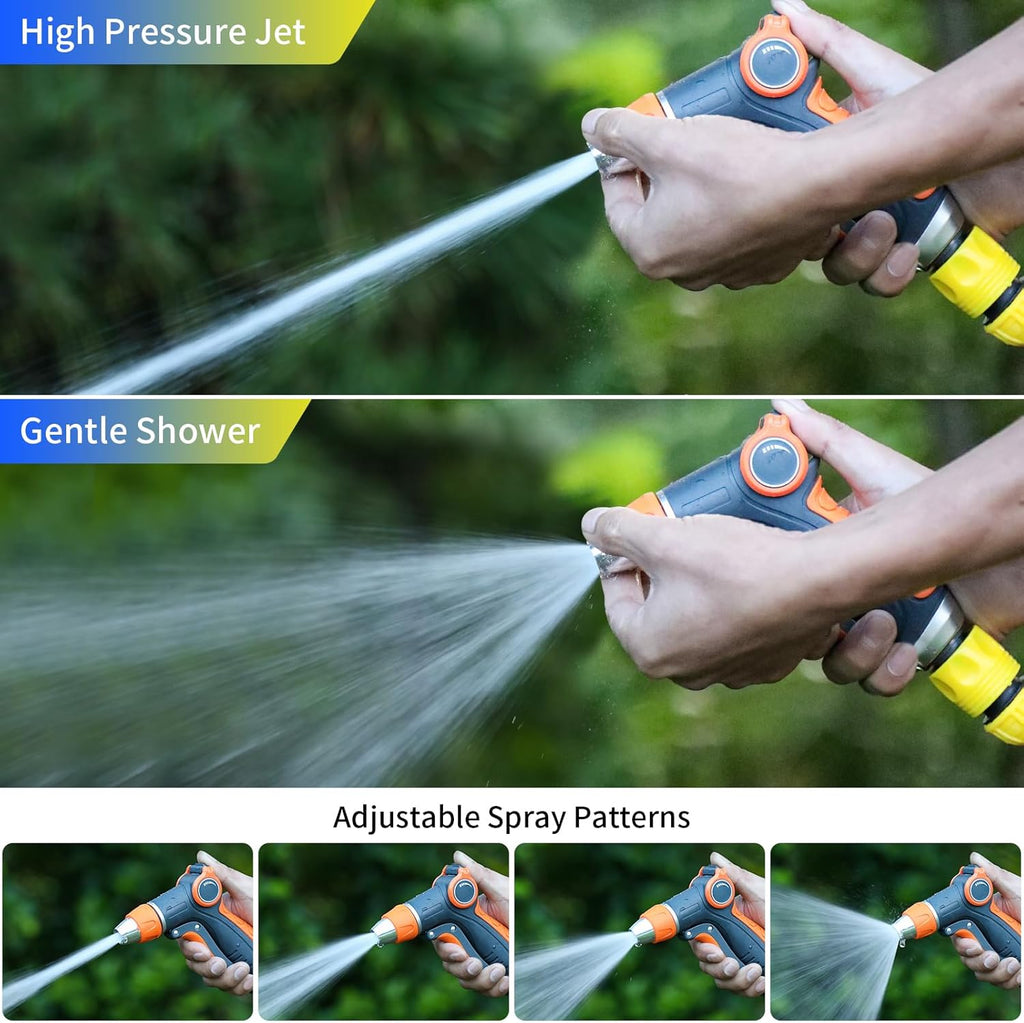 Garden Hose Nozzle Sprayer, Water Hose Sprayer Nozzle with 4 Spray Patterns, Water Flow Thumb Control, Labor-saving Buckle & Front Trigger, for Watering Plants & Lawns,Washing Cars and Pets