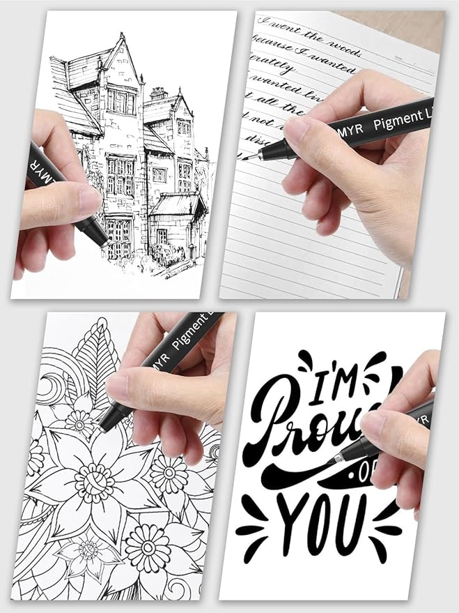 KEMYR 4 Micro Fine liner Drawing Art Pens Calligraphy Pens: 0.5mm Size Black - Image 5