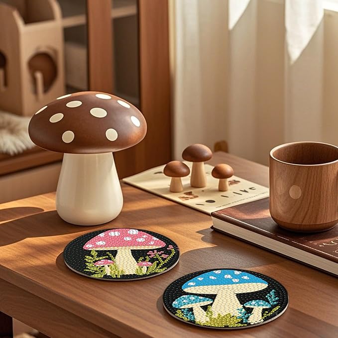 EWJRNSF 8 PCS Mushroom 5D Diamond Painting Coasters DIY Kit - Image 6