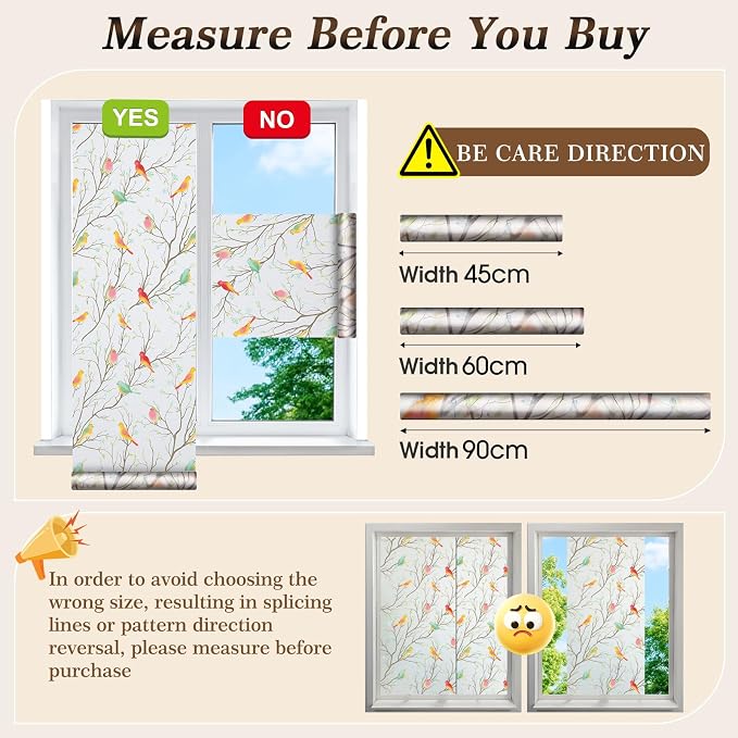 Coavas Stained Glass Window Film, Decorative Frosted Glass Window Privacy Film - Image 9