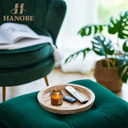 Hanobe Wooden Decortaive Coffee Table Tray, Round Candle Holder Centerpiece | - Image 3