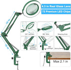 10X Magnifying Glass with Light and Clamp, Real Glass Stand Lighted Magnifier - Image 5