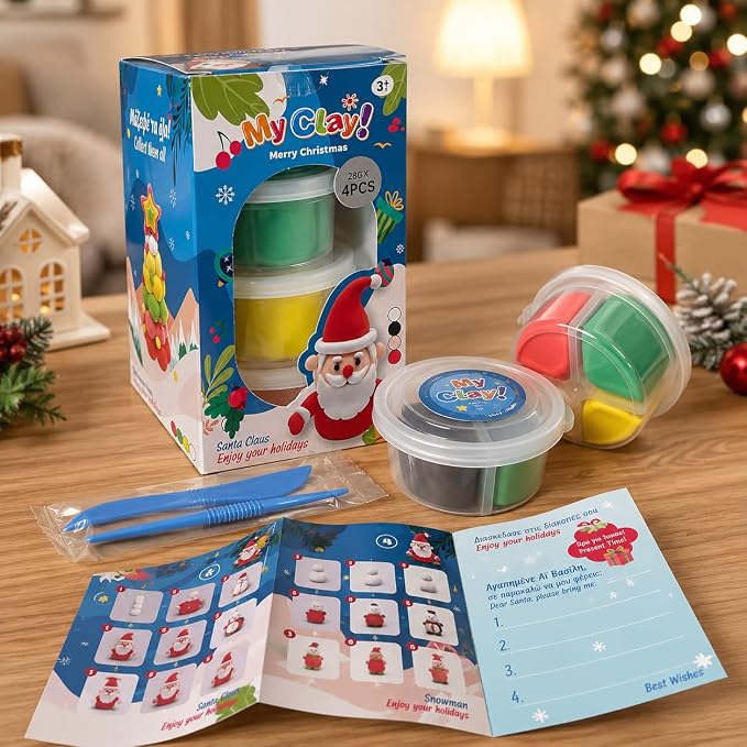 Air Dry Clay for Kids, 4 Christmas Mini Modeling Clay Sets, DIY Snowman Model by OpenairComfort