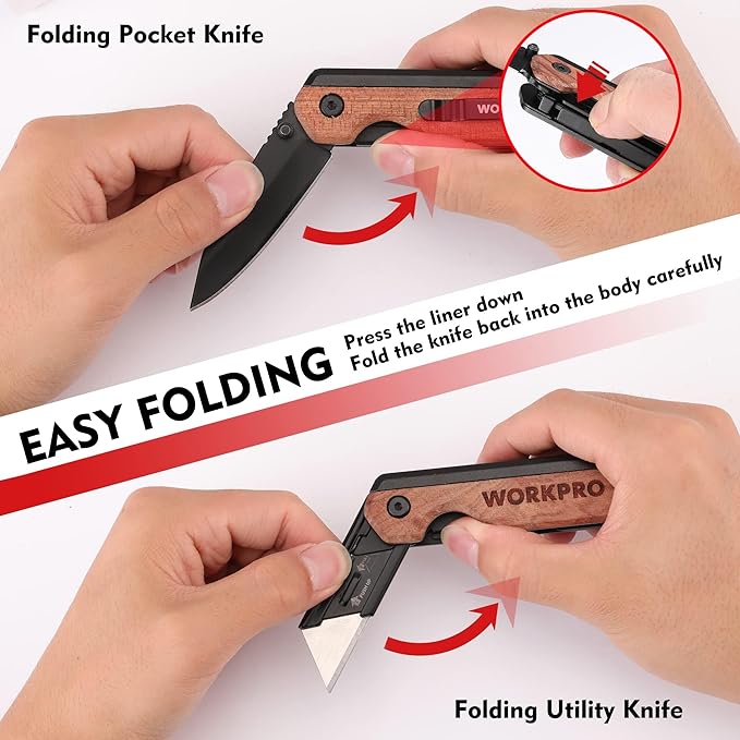 WORKPRO 2-in-1 Folding Knife/Utility Knife - Image 4