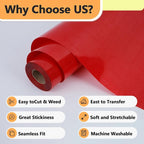 RENLITONG Red Iron on Vinyl 12Inch by 13ft Roll Heat Transfer Vinyl - Image 3