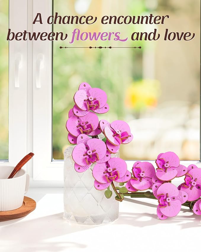 rowood 3D Wooden Puzzles for Adults, DIY Artifical Flower Botanical Collection - Image 4