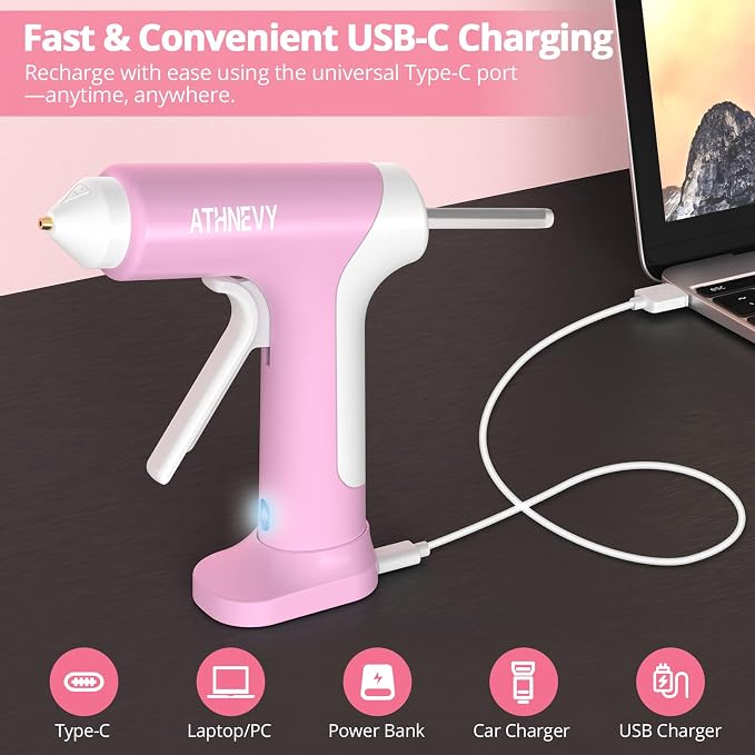 Cordless Hot Glue Gun, 4V 10s Fast Preheat, 2000mAh Battery - Image 5