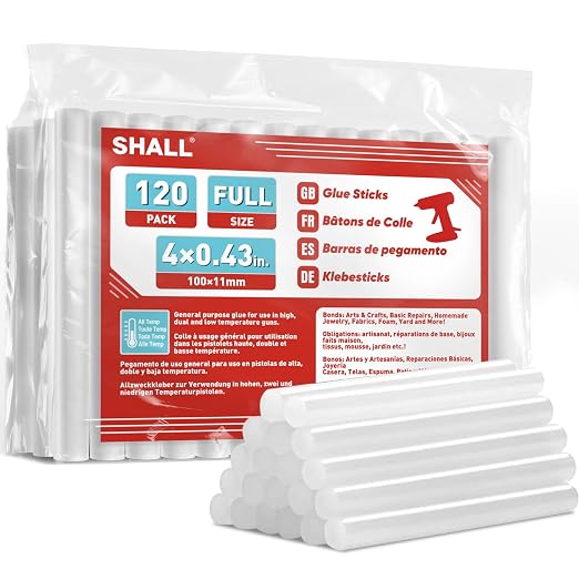 SHALL Full Size Hot Glue Sticks, 0.43” Dia x 4” Long by SHALL