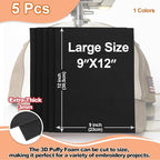 JIYUANCH 5PCS Embroidery Puffy Foam 9″x12″ Large Size 3MM Creating 3D - Image 2