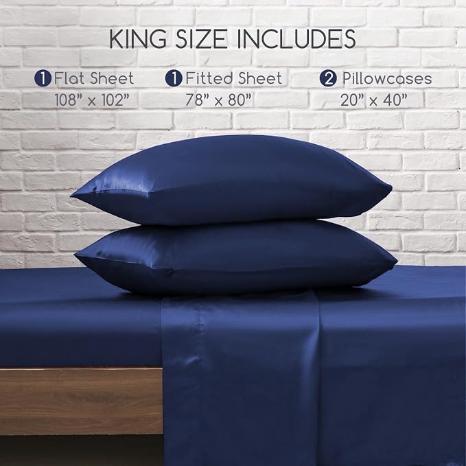 MR&HM Satin Bed Sheets, King Size Sheets Set - Image 7