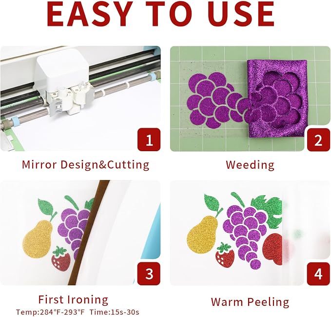 Glitter HTV Heat Transfer Vinyl, Sparkle HTV Compatible - Image 4