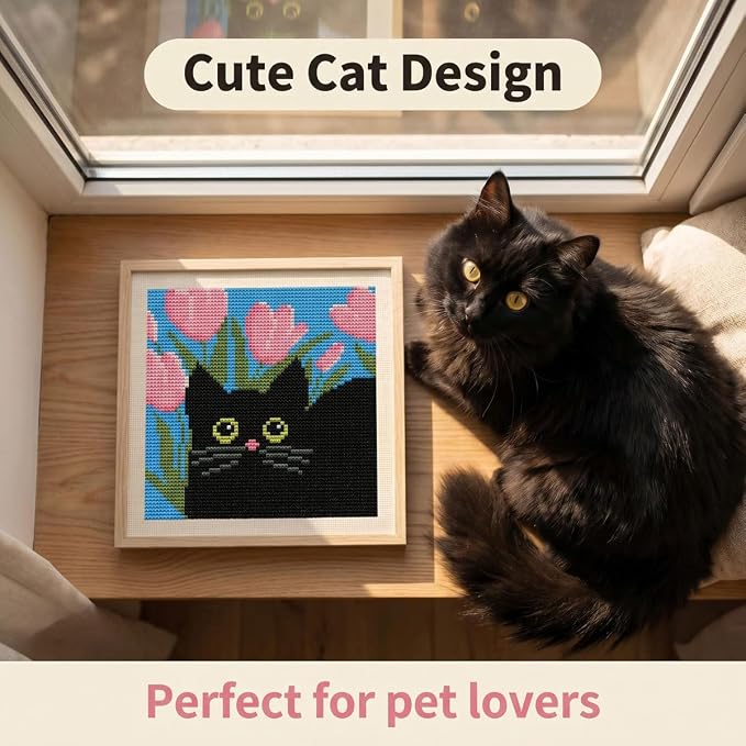 WUSARPLY Black Cat Stamped Cross Stitch Kits - Image 4