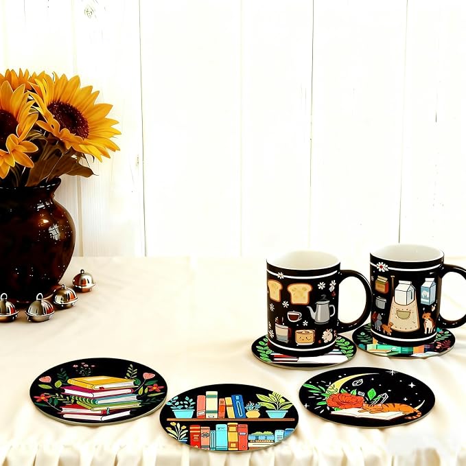 TDOOW Diamond Art Coasters 8 Pcs Colorful Book Diamond Painting Coasters Kit - Image 3