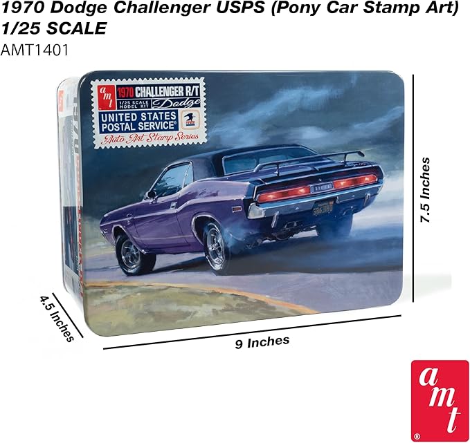 AMT 1970 Dodge Challenger USPS 1:25 Scale Model Kit - Image 2