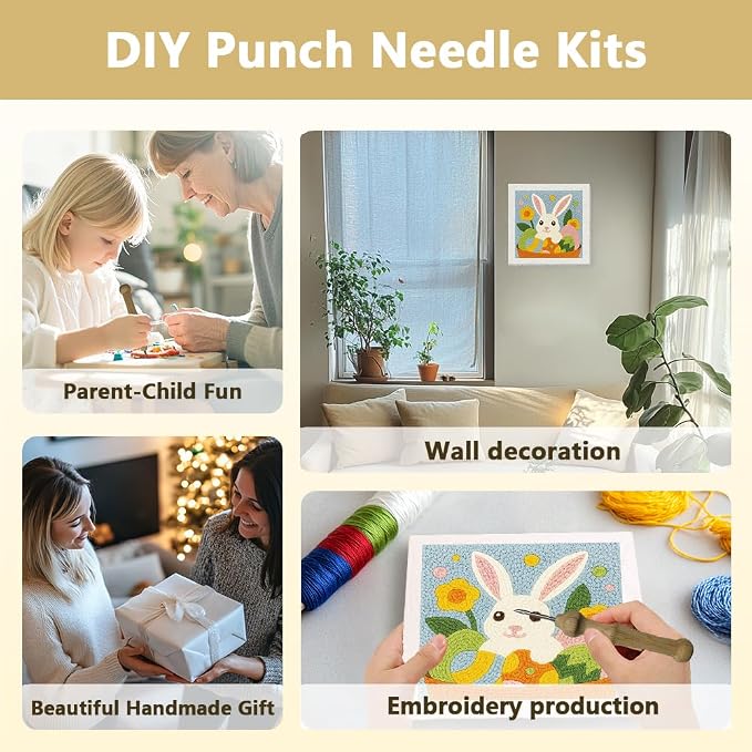 Doodlream Easter Rabbit Eggs DIY Punch Needle Embroidery Kit - Image 4