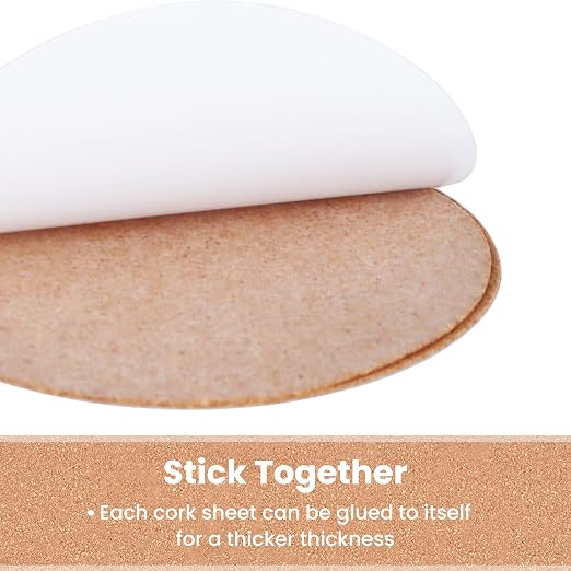 Self-Adhesive Cork Sheets for DIY Coasters, 4 Inch Round, Round Backing Cork - Image 5