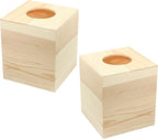 2-Pack Wooden Square Tissue Box Cover - Image 2